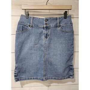 Vintage TOMMY HILFIGER Jean Skirt Sz 5 Blue Denim Knee Length Y2K